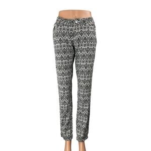 Gogo Jeans Black Tribal Print High Waist Slim Straight Trouser Dress Pants Sz 9